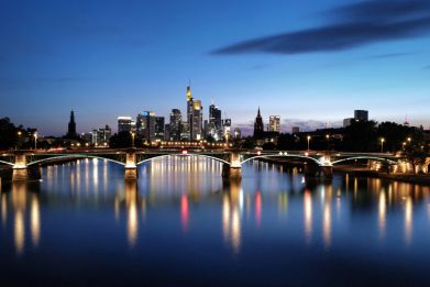 A view shows the skyline of Frankfurt