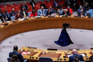 U.N. Security Council members meet to focus on Moscow's accusation that there are "military biological programs" in Ukraine, in New York