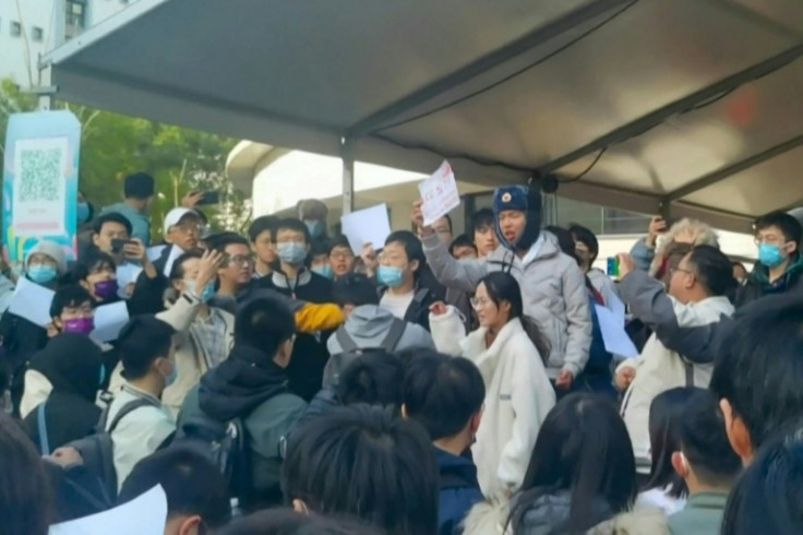 Students protest against China's zero-Covid policy at Tsinghua University in Beijing