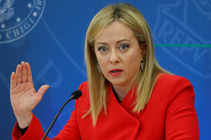 Italian Prime Minister Giorgia Meloni speaks during a news conference in Rome