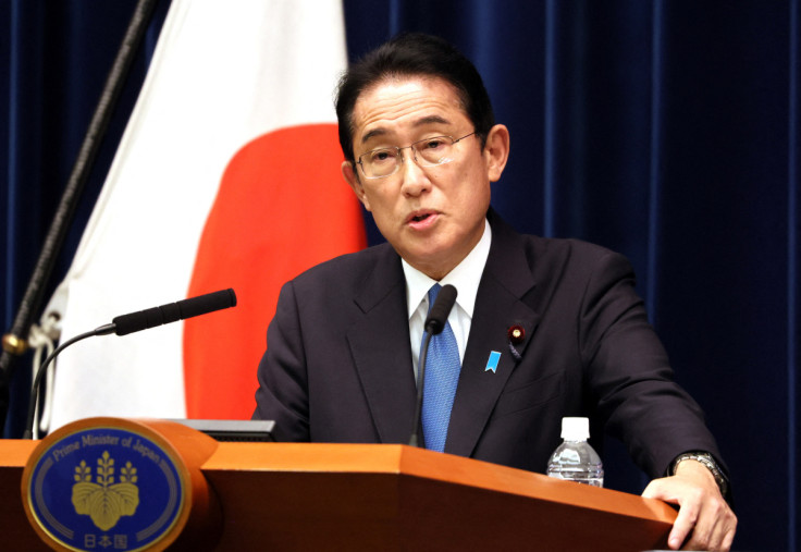 Japanese Prime Minister Fumio Kishida speaks before press at his official residence in Tokyo