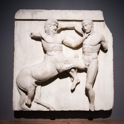A marble sculpture from the Parthenon, held in the British Museum