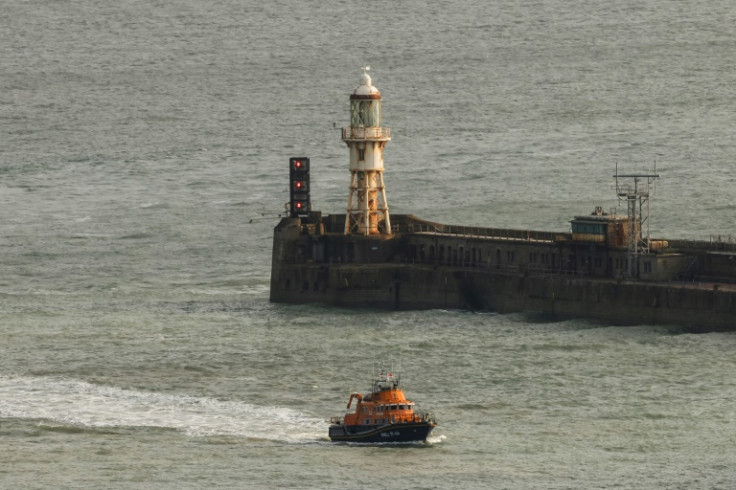 A UK Royal National Lifeboat Institution (RNLI) lifeboat arrives at the Marina in Dover, southeast England, on December 14, 2022.