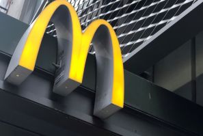 The McDonald's logo is seen outside the fast-food chain McDonald's in New York