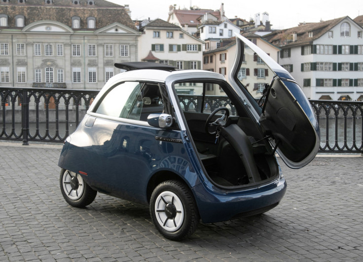 Electric-powered Microlino 2.0 car in Zurich
