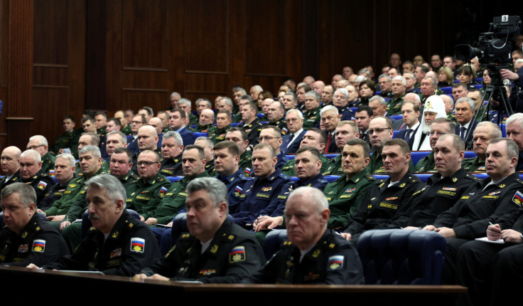 Participants attend a meeting of Defence Ministry Board in Moscow