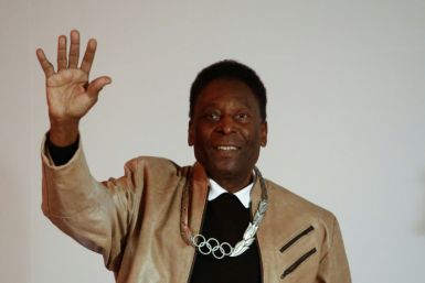 Pele waves after being decorated with an Olympic Order Medal in Sao Paulo, Brazil in 2016