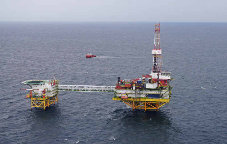 Employees of an oil platform in the Baltic Sea take part in the early voting for the parliamentary election