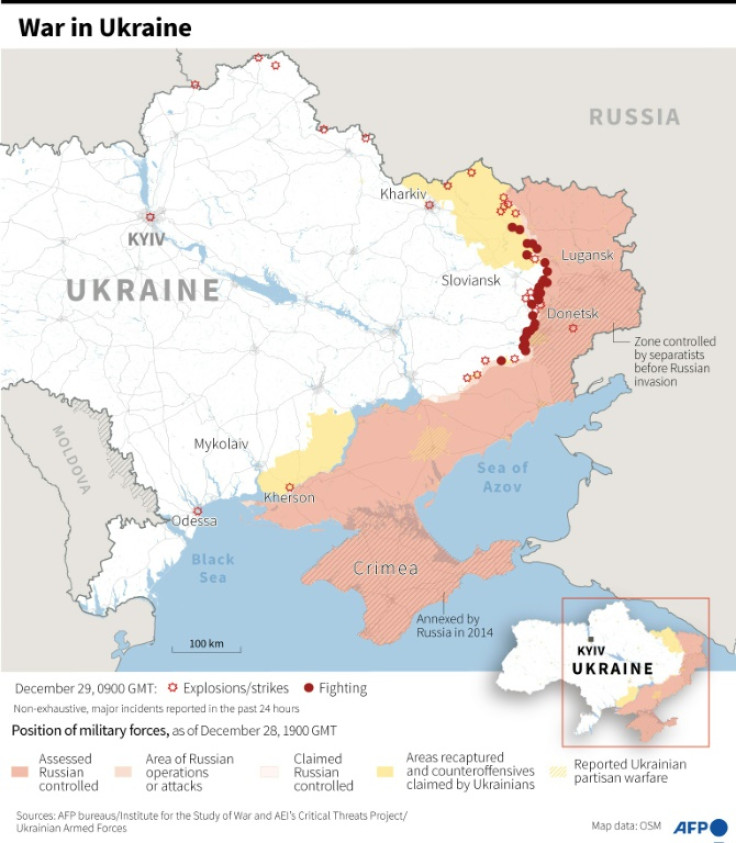 Map showing the situation in Ukraine, as of December 29 at 0900 GMT