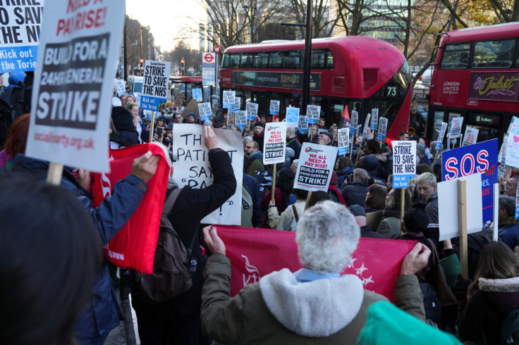 Nurses strike outside University College Hospital in London
