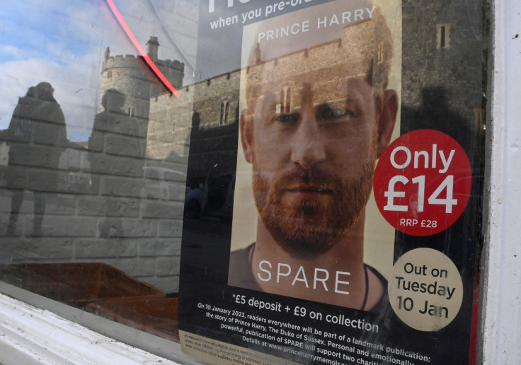 A window display promoting Britain's Prince Harry's book "Spare" is seen in Windsor