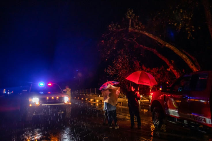 Overflowing rivers have forced the closure of roads in and around Montecito, a California town where authorities have warned of potential mudslides similar to ones that killed 23 people there in 2018