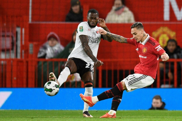 Antony (right) fired Manchester United into the League Cup semi-finals