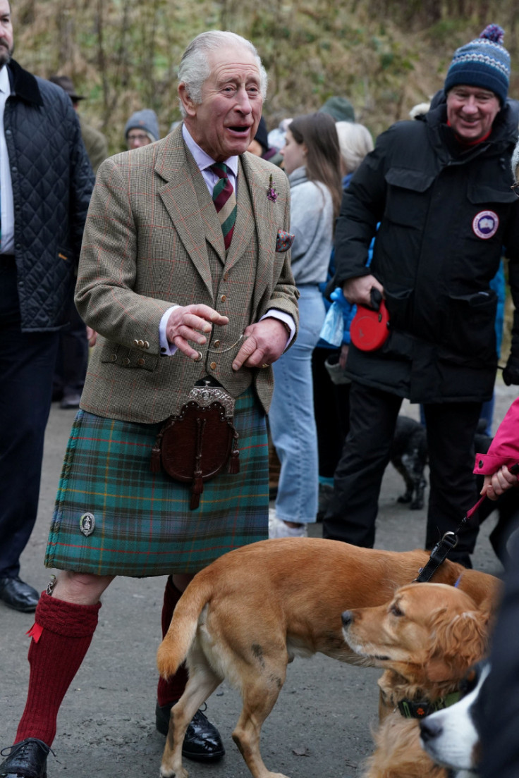 Britain's King Charles visit to Aboyne and Mid Deeside Community Shed, in Aboyne