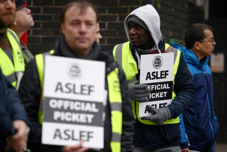 Rail workers that are members of the ASLEF union go on strike in London