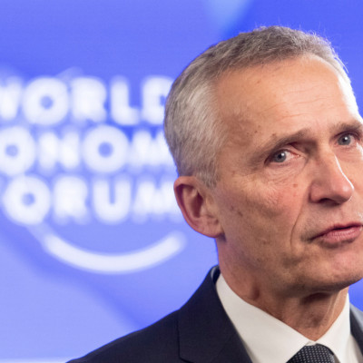 NATO Secretary General Stoltenberg is seen during World Economic Forum 2023