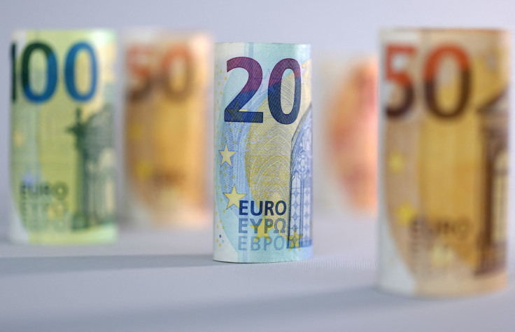 Illustration shows Euro banknotes