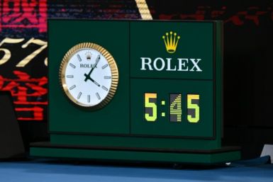 The match clock is pictured at the end of the men's singles match between Australia's Thanasi Kokkinakis and winner Britain's Andy Murray