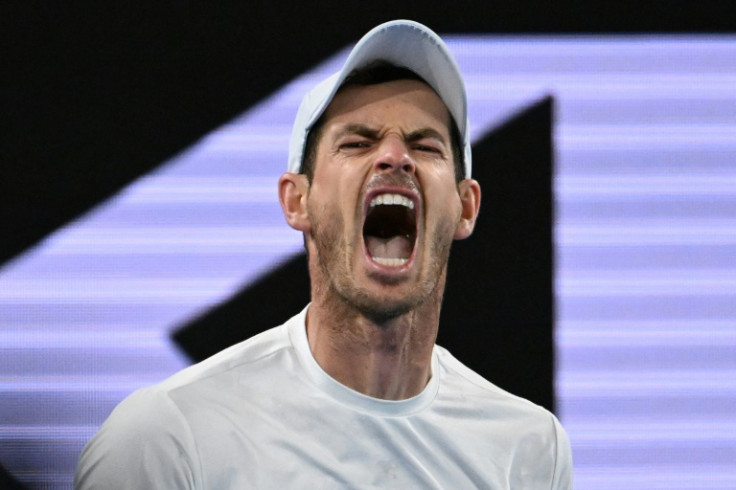 Britain's Andy Murray reacts after a point against Australia's Thanasi Kokkinakis