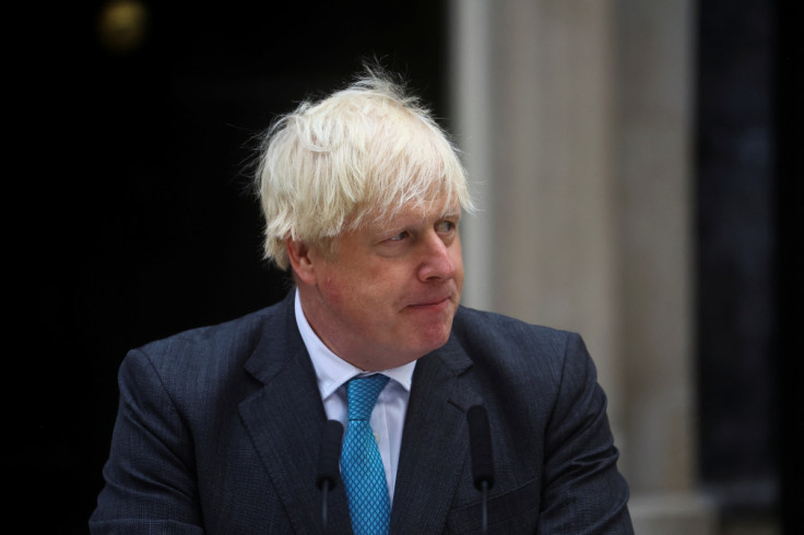 Outgoing British Prime Minister Boris Johnson delivers a speech on his last day in office in London