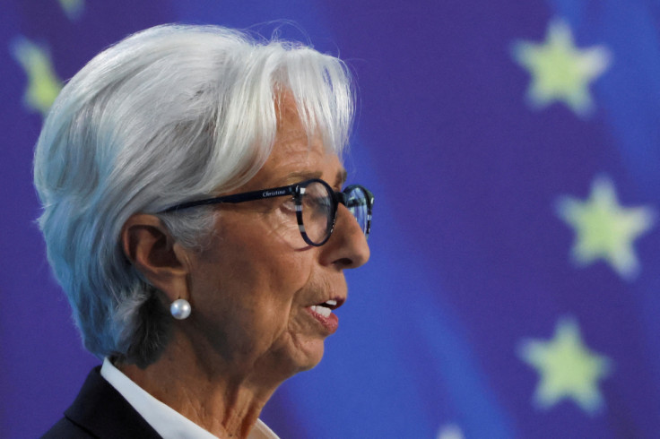 ECB's Lagarde attends a news conference following the monetary policy meeting in Frankfurt