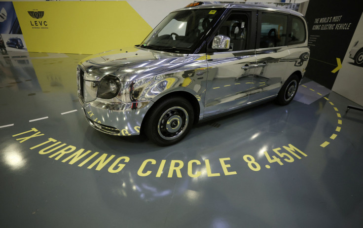 A special silver TX electric taxi made for the Platinum Jubilee celebrations is seen in the showroom inside the LEVC (London Electric Vehicle Company) factory in Coventry