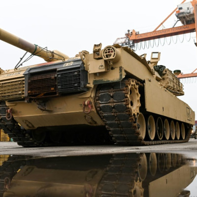 A US Abrams tank is pictured in Poland on December 3, 2022