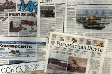 Illustration shows Russian daily newspapers