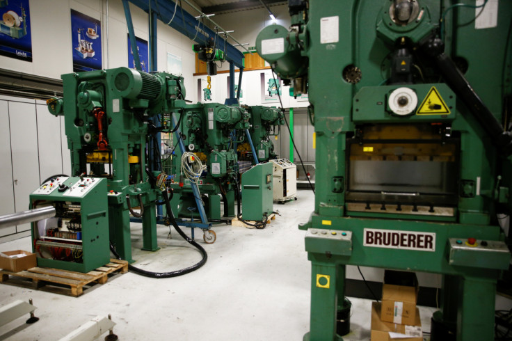 Machines produced by Bruderer Uk Ltd are seen inside the company's factory in Luton