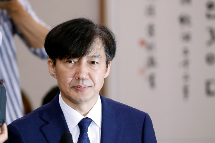 Justice Minister nominee Cho Kuk attends a hearing at the national assembly in Seoul