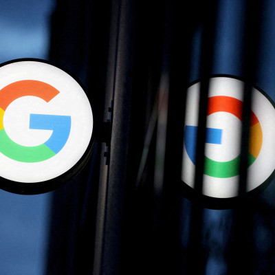 The logo for Google LLC is seen at the Google Store Chelsea in Manhattan, New York City