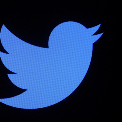 The logo for Twitter is displayed on a screen on the floor of the NYSE in New York