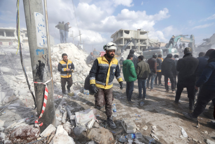 White Helmets volunteer Abdel Qader Abdelrahman in aftermath of earthquake in Jandaris