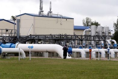 General view of pipes from Latvijas Gaze's underground gas storage facility in Incukalns