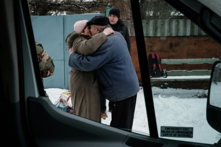 Lubov Yakimovich (L) is moving to her sister's but her husband Mykola (R) is staying behind