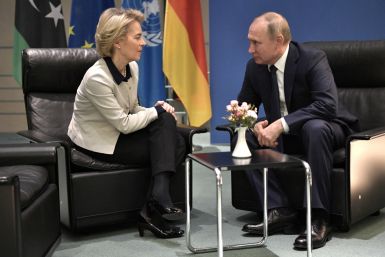 Russia's President Vladimir Putin and European Commission President Ursula von der Leyen meet on sideline of the Libya summit in Berlin