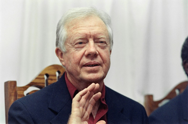 Jimmy Carter, seen during the years after his presidency, speaks during a trip to Zambia in November 1991