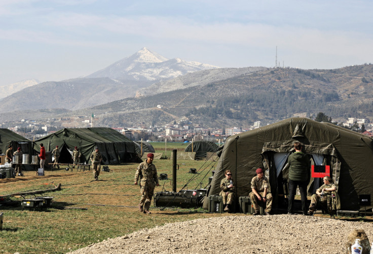 A view shows a field hospital set up by Britain, in the aftermath of a deadly earthquake in Kahramanmaras