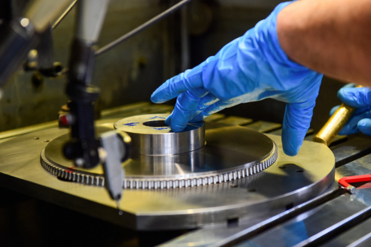 A worker at the Liebherr manufacturing company in Collegno, Italy