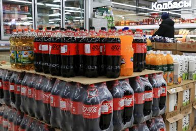 Bottles of Coca Cola imported from China are displayed for sale at a supermarket in Vladivostok