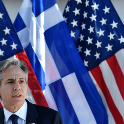 US Secretary of State Antony Blinken, seen on a visit to Greece on February 21, 2023, is set to court Central Asian leaders near the anniversary of the Ukraine invasion