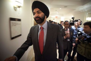 President and CEO of Mastercard Ajay Banga leaves after meeting India's Prime Minister Narendra Modi at a breakfast in New York