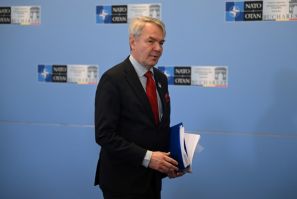 Finland has so far said it prefers to join NATO with Sweden. Its foreign minister Pekka Haavisto is seen at a NATO meeting in November