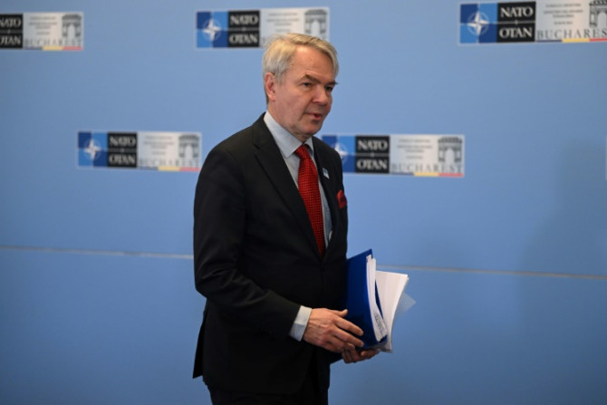 Finland has so far said it prefers to join NATO with Sweden. Its foreign minister Pekka Haavisto is seen at a NATO meeting in November