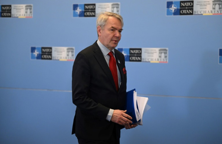 Finland has so far said it prefers to join NATO with Sweden. Its foreign minister Pekka Haavisto is seen at a NATO meeting in November