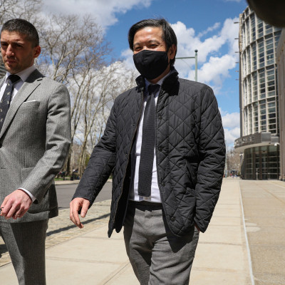 Ex-Goldman Sachs banker Roger Ng exits the United States Courthouse after being found guilty in Brooklyn, New York