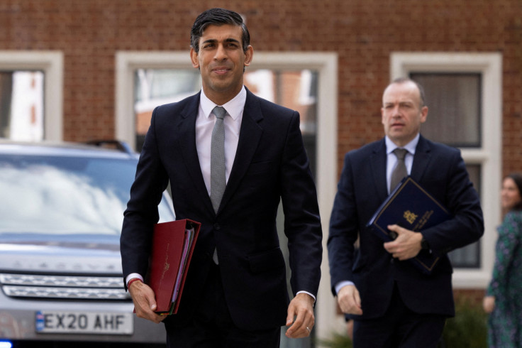 British Prime Minister Rishi Sunak arrives at the Fairmont Hotel in Windsor