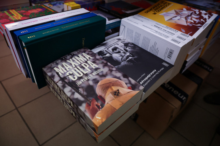 Ekke Overbeek's book 'Maxima Culpa John Paul II knew' is displayed at a bookstore in Warsaw
