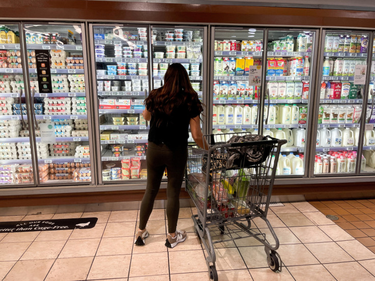 A woman shops in a supermarket as rising inflation affects consumer prices in Los Angeles