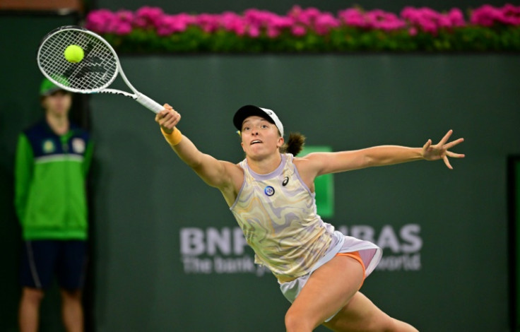 Tough test: World number one Iga Swiatek of Poland on the way to a third-round victory over Canadian Bianca Andreescu at Indian Wells